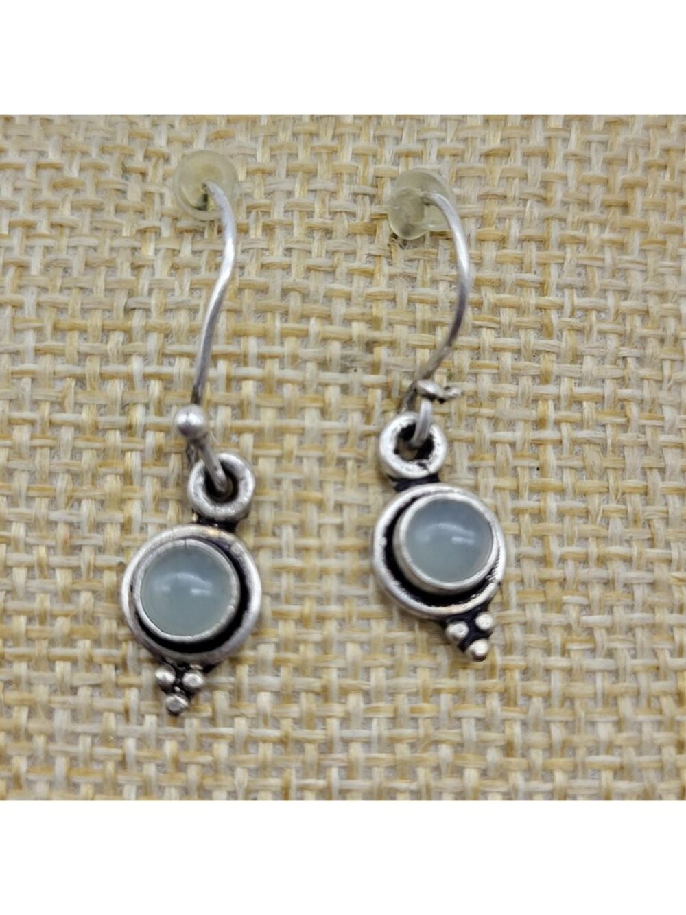 Vintage Sterling Silver Moonstone Dangle Earrings Goddess Boho